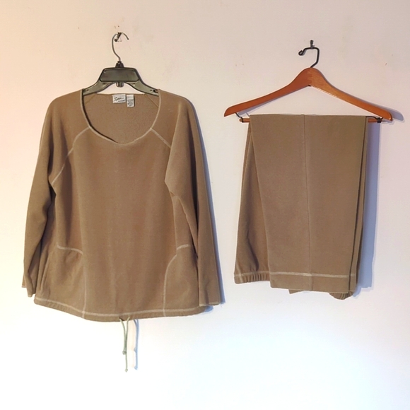 Spa by Chico's beige sweats outfit. Pants size 1, top size 2 - Picture 1 of 3